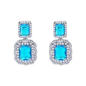 Изысканные серьги из искусственного спара, персонализированные разноцветные серьги квадратной огранки, серьги.