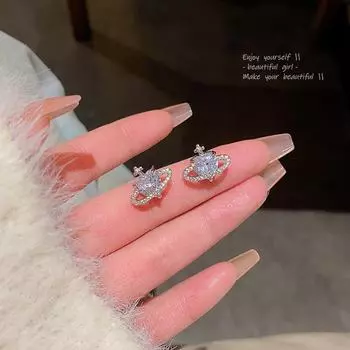 Изысканные серьги из серебра 925 пробы с планетарным цирконием для женщин – универсальный усовершенствованный дизайн серебряный