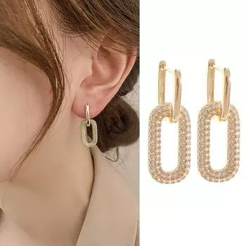 Изысканные серьги-капли с блестящим кубическим цирконием и геометрическим узором, модные медные серьги золотого цвета, ювелирные изделия в подарок