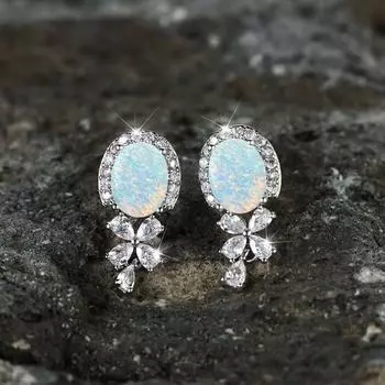 Изысканные серьги-капли с цветком для женщин, элегантные свадебные серьги, ювелирные изделия, подарок серебряный/белый