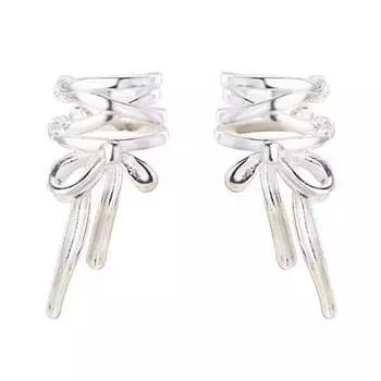 Изысканные серьги-клипсы с бантиками для женщин, модные непирсинговые украшения для ушей из металла для повседневной носки серебряный