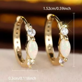 Изысканные серьги-кольца из белого циркония с огранкой «маркиза» и белым опалом для женщин, роскошные золотые украшения для свадебной вечеринки золотой