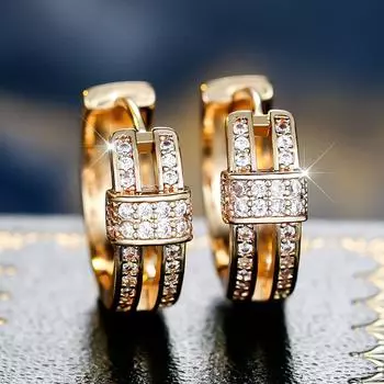 Изысканные серьги-кольца из кубического циркония для женщин, золотые серьги небольшого размера, темпераментные ювелирные изделия, подарок золотой