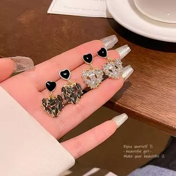 Изысканные серьги Love Zircon Peach Heart - игла из серебра 925 пробы, высококачественные, модные, подходящие для всех типов женщин белый