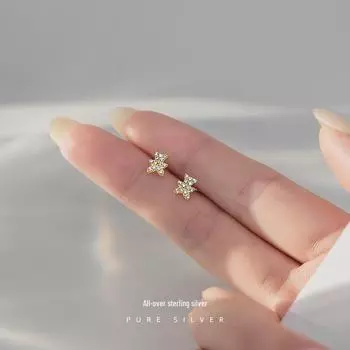 Изысканные серьги-медведи из серебра S925 для женщин — корейский стиль, милые и сладкие украшения с бриллиантами Model ES2065 платиновый