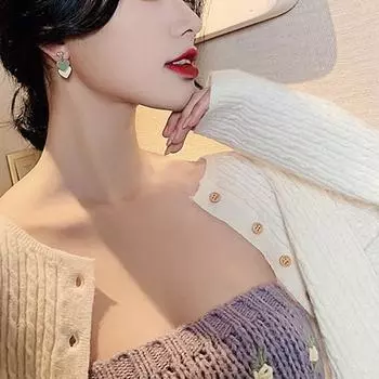 Изысканные серьги-подвески для свиданий, асимметричные серьги, белые, зеленые, в форме сердца, элегантные, сжатые, в форме сердца 2.8*1.2cm