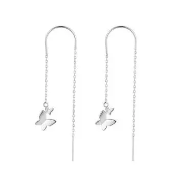 Изысканные серьги-подвески с бабочками для женщин, супер-фея, для визуально более узкого лица, модные, простые, с темпераментом, длинная цепочка для ушей, тренд copper