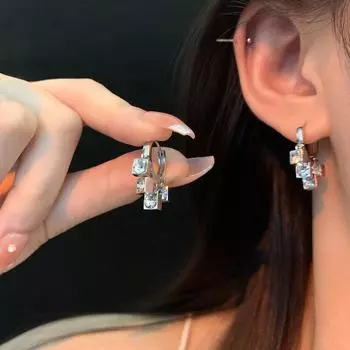 Изысканные серьги-подвески с кисточками из циркония - игла из серебра 925 пробы, высококачественный дизайн для женщин E5948 серебряный