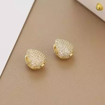 Изысканные серьги, полные бриллиантов, серьги-сердечки из персика с цирконием, изысканное чувство, легкий роскошный темперамент, застежки-пряжки, серьги-гвоздики в форме сердца 14k