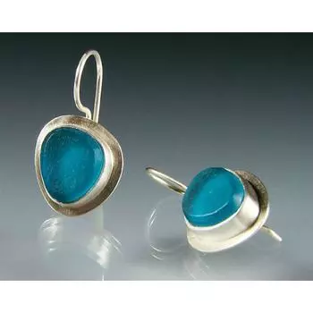 Изысканные серьги с аквамарином для женщин, бирюзовые глянцевые серьги-капли, серьги-крючки с драгоценными камнями, свадебные украшения для помолвки 1 pair