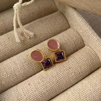 Изысканные серьги с капельной глазурью в стиле натурального камня, повседневные универсальные высококачественные серьги для женщин