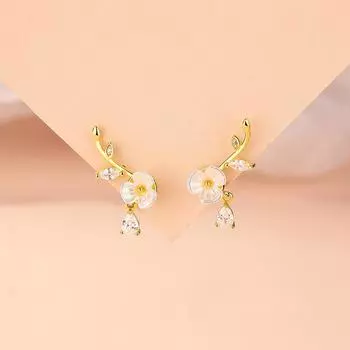 Изысканные серьги с каплями воды и бриллиантами, цветами и листьями для женщин, мечтательные и прекрасные волшебные ветряные ушки