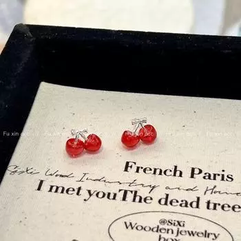 Изысканные серьги с красной вишней: Элегантный, универсальный, высококачественный дизайн для женщин E0244 красный