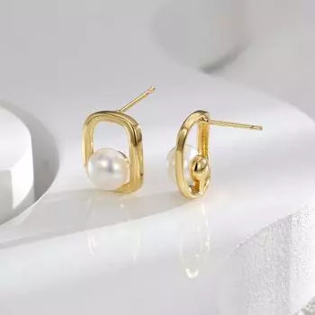 Изысканные серьги с жемчугом, высококачественная серебряная игла 925 пробы, элегантные, универсальные, простые квадратные полые серьги, модные