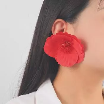 Изысканные серьги-сердечки из красного богемского хрусталя красный