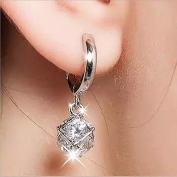 Изысканные серьги-шарики из кристаллов и циркония со стразами 30% silver [copper plated with platinum]