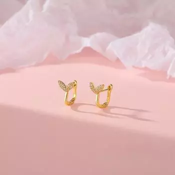 Изысканные серьги-вкладыши «рыбий хвост» с бриллиантами для женщин, маленькие блестящие серьги для женщин, универсальные модные милые серьги