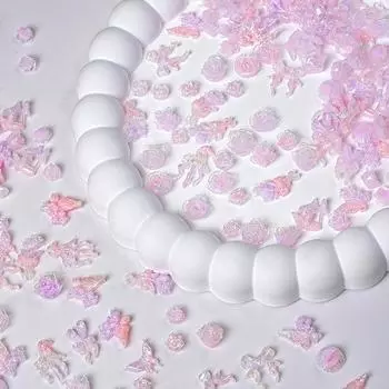 Изысканные сверкающие светло-фиолетовые аксессуары для ногтей Материал Упаковка смола пион цветок украшения для ногтей светящееся украшение для ногтей Butterfly tulip