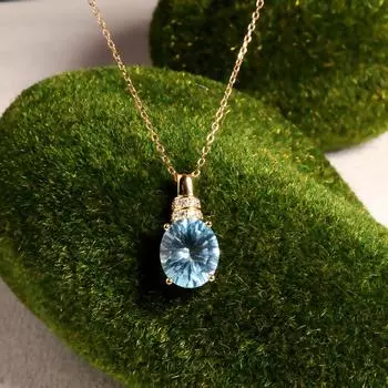 Изысканные украшения с натуральными небесно-голубыми топазами, кулон из стерлингового серебра, ожерелье для женщин, подарок на повседневную одежду 45cm синий