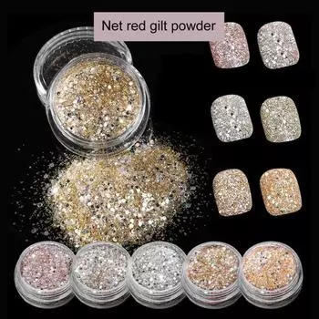 Изысканные ультратонкие блестки для ногтей, блестки, 3D-украшения, пудра золотистый