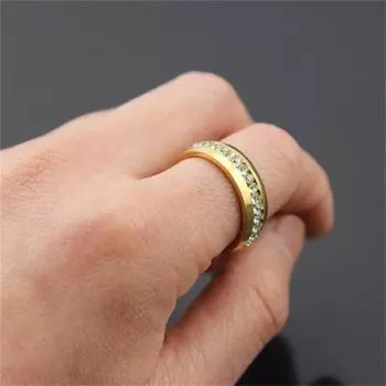 Изысканные ювелирные изделия, кольцо из титановой стали, золотого цвета, полный круг, кольца с кристаллами Cz для женщин, кольца на палец для пары, ювелирные изделия из обручального кольца 10