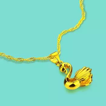 Изысканные ювелирные изделия, женское позолоченное ожерелье, минималистское серебро 925 пробы, кулон с лебедем, цепочка с поверхностью, золотые 24-каратные колье-чокеры, ожерелья 40-60 см 45CM