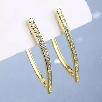 Изысканные V-образные неправильные треугольные серьги-кольца из стерлингового серебра 925 пробы с кубическим цирконием, геометрические, большие, для женщин, модные ювелирные изделия золотой