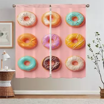 Изысканные занавески для кухни в виде пончика, 2 шт., занавески для гостиной, щупальца, кудри, жалюзи, подхваты для штор из бисера, жалюзи W50xH70cmx2pcs-CL