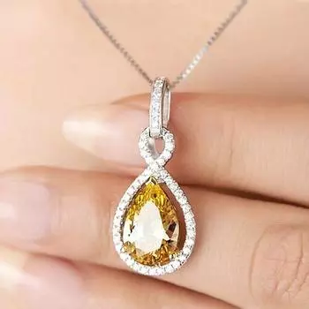 Изысканные желтые кубические циркониевые подвески ожерелья для женщин элегантные помолвочные вечеринки леди роскошные ювелирные аксессуары жёлтый