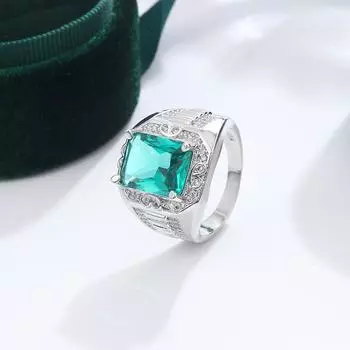 Изысканные женские кольца для пар, модные кольца из блестящего зеленого AAAA циркона, ювелирные изделия высокого качества для посещения коктейльной вечеринки 12 зелёный