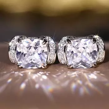 Изысканные женские серьги-гвоздики с фианитами, кристаллы, серебро 925 пробы, роскошные модные новые серьги для свадебной вечеринки, темпераментные женские украшения