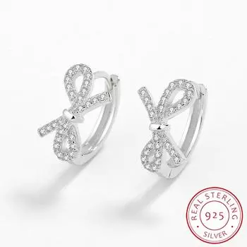 Изысканные женские серьги из стерлингового серебра, модные серьги с бантом, ювелирные изделия для вечеринок, аксессуары из серебра 925 пробы, ювелирные изделия из стерлингового серебра для вечеринок серебряный