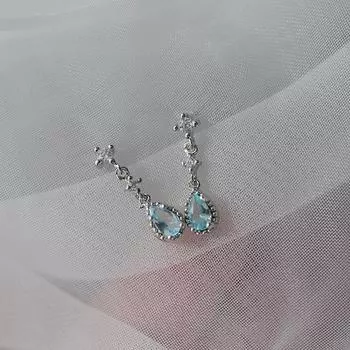 Изысканные женские серьги-капли с синим цирконом и темпераментом