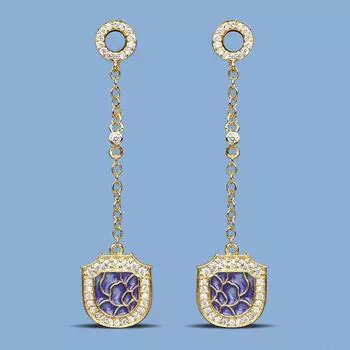 Изысканные женские серьги с длинными кисточками, синие, фиолетовые, геометрические, эпоксидные украшения, блестящие циркониевые эмалированные украшения ручной работы фиолетовый