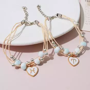 Изысканный 12 созвездий браслет для пары винтажные регулируемые богемные браслеты для женщин и мужчин ювелирные изделия подарок