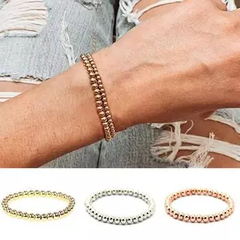 Изысканный эластичный браслет цветной медный нежный золотистый