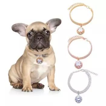 Изысканный блестящий ошейник со стразами для домашних животных, кошек, собак, товары для домашних животных S золотистый