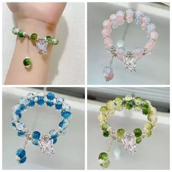 Изысканный браслет-бабочка с подвесками, ювелирные изделия, аксессуары, бисерное кольцо на руку для девочек