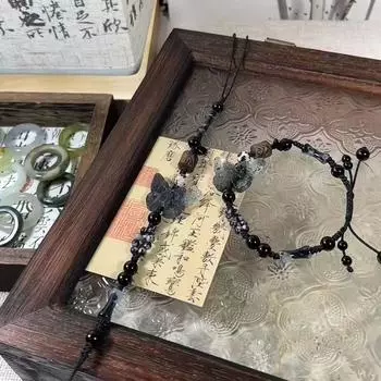 Изысканный браслет-бабочка в китайском стиле, регулируемый браслет из веревки, простой браслет ручной работы, ювелирные изделия, аксессуары, подарки onesize