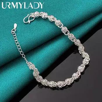Изысканный браслет-цепочка из стерлингового серебра 925 пробы для женщин и мужчин, модные очаровательные ювелирные изделия для свадебной вечеринки 20cm