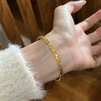 Изысканный браслет Fancy Mush Ice Женский аллювиальный золотой браслет 2025 Новое поступление Интернет-знаменитость Изысканный и универсальный 999 Искусственное украшение Crushed ice [58mm] (refer to 50.00 kg-57.50 kg