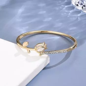 Изысканный браслет из тюльпана и циркония для женщин и девочек, модные персонализированные повседневные ювелирные аксессуары, подарки на день рождения и годовщину золотой