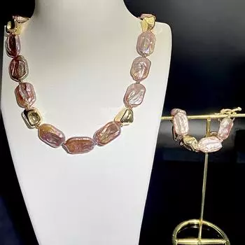 Изысканный браслет-ожемчужное ожерелье в стиле барокко с медным покрытием 18 карат, необычный дизайн, комплект в благородном стиле