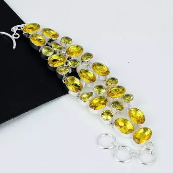 Изысканный браслет с цитрином, драгоценный камень цитрин, ювелирные изделия из браслета ручной работы с цитрином, браслет с камнем из цитрина, подарок для нее, украшения на Хэллоуин 8 жёлтый