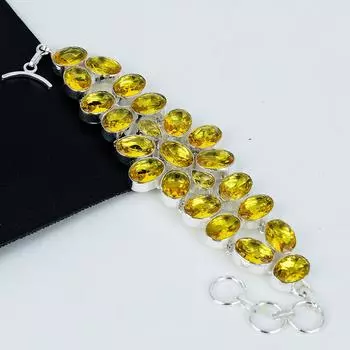 Изысканный браслет с цитрином, драгоценный камень цитрин, ювелирные изделия из браслета ручной работы с цитрином, браслет с камнем из цитрина, подарок для нее, украшения на Хэллоуин 8 жёлтый