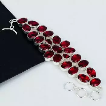 Изысканный браслет с красным гранатом, драгоценный камень гранат, ювелирные изделия из браслета ручной работы с гранатом, ювелирные изделия красного цвета, подарок для нее, ювелирные изделия в подарок на годовщину 8 красный