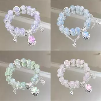 Изысканный браслет с подвеской в виде звезды и кисточками, милый браслет из бисера и кристаллов для женщин и девочек, модные легкие роскошные ювелирные изделия, аксессуары зелёный