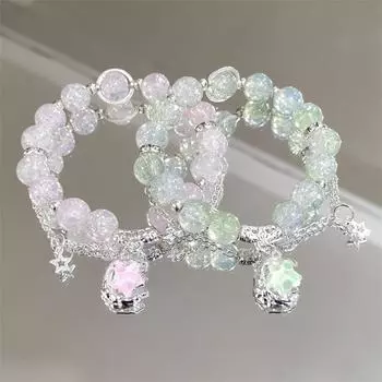 Изысканный браслет с подвеской в виде звезды и кисточками, милый браслет из бисера для женщин и девочек, легкие роскошные ювелирные аксессуары фиолетовый