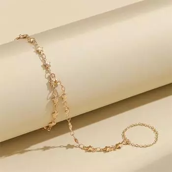 Изысканный браслет со звездой на запястье, богемный браслет для женщин, цепочка с кисточками, подвески, кольцо на палец, женское модное эстетическое ювелирное изделие, подарок