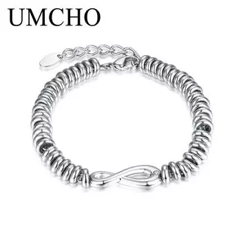 Изысканный браслет Umcho из нержавеющей стали с символом вечности 20cm серебряный